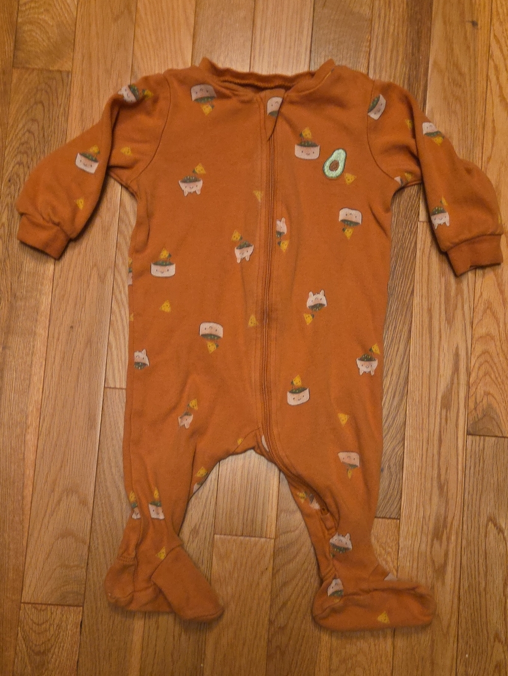 5/$20 Pekkle 6M Nacho Print Onsie Zipper Footed Sleeper Pajamas